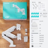 thumbnail of ONKRON Brazo Monitor Blanco para Dos Monitores 13-32", hasta 8 kg por monitor, VESA 100x100, Inclinado y Giratorio, Soporte Doble G160-W Blanco