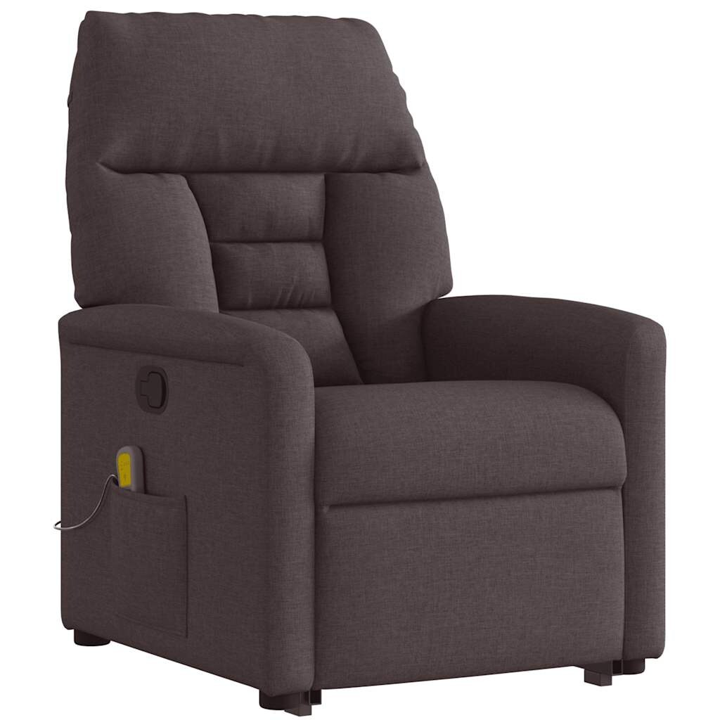 vidaXL Massagesessel mit Aufstehhilfe Dunkelbraun Stoff