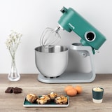 thumbnail of H.Koenig KM128 keukenmachine, professioneel, multifunctioneel, 5 L, roestvrij staal, matgroen, krachtig, 800 W, 8 snelheden