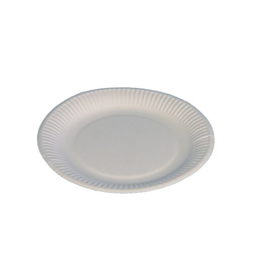 500 Pappteller Imbissteller rund Ø23cm weiß Frischfaser 245g/m²