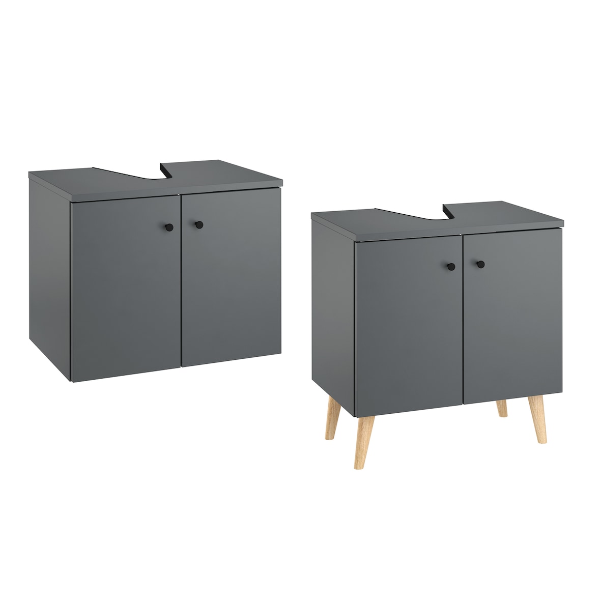 Waschtisch Bad-Unterschrank grau Wandmontage oder stehend V-90.59-01WU