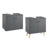 thumbnail of Waschtisch Bad-Unterschrank grau Wandmontage oder stehend V-90.59-01WU