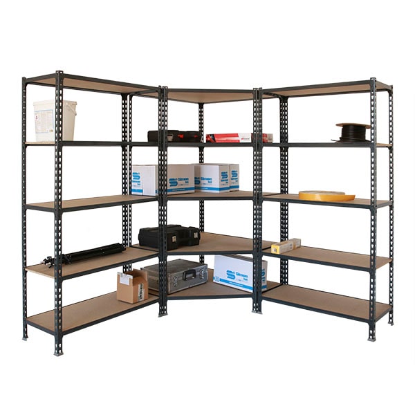 Mega Deal 1x Eckregal + 2x Schwerlastregal Muli | HxBxT 180x180x30cm | Fachlast 200kg | Anthrazit | Standregal Metallregal Steckregal