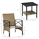 thumbnail of Outsunny Conjunto Mesa y 2 Sillas de Jardín de Ratán 3 Piezas con 2 Cojines