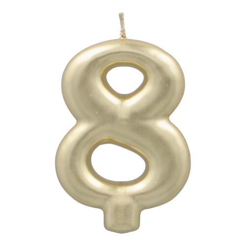 Bougie "Chiffre" avec support 7 cm or "8" (12 unités) PAPSTAR