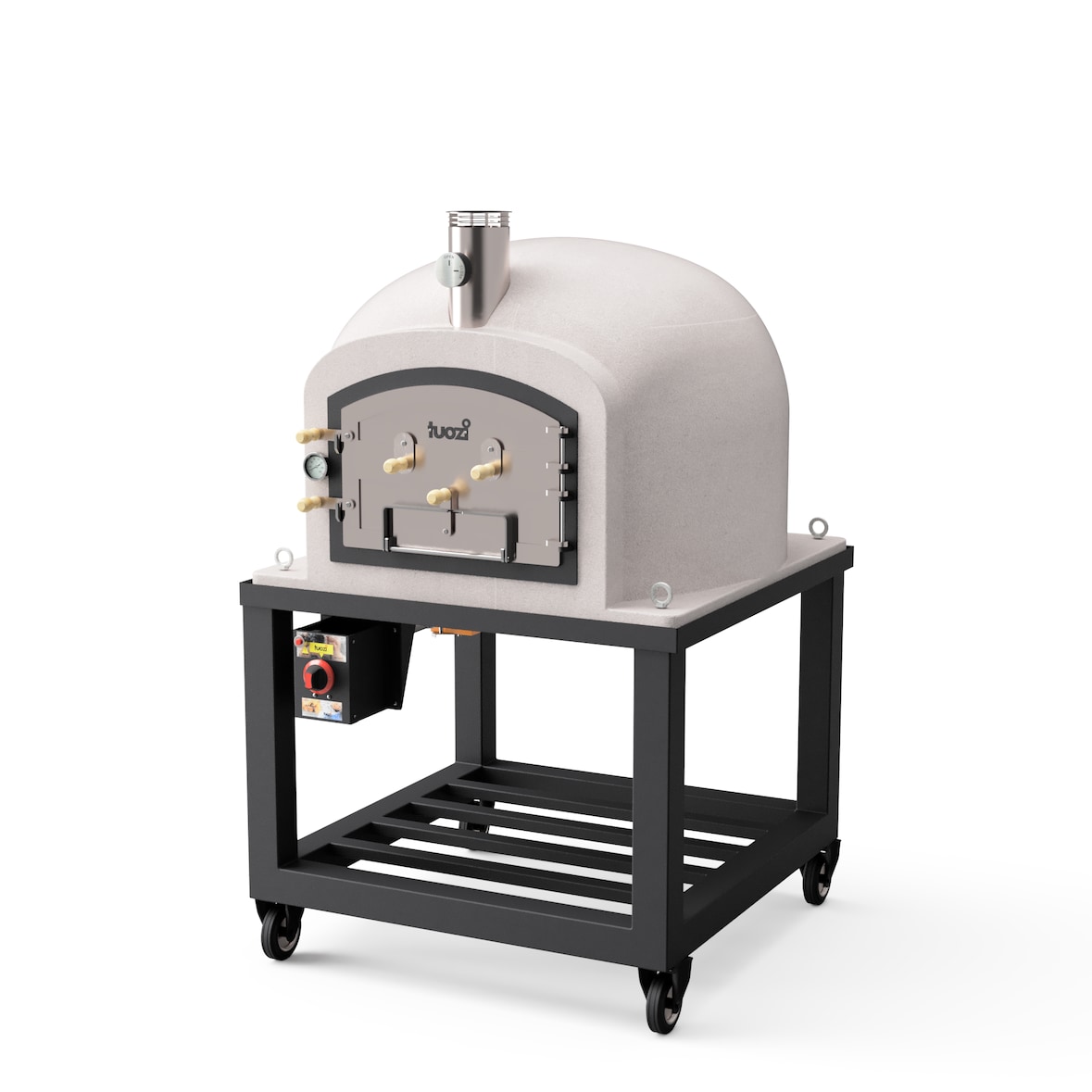 MF - Horno de Leña Exterior de Obra Modelo KITAWAY (Blanco - 100 x 100 x 170 cm) – Aislado con Corcho y 3 Mantas Cerámicas