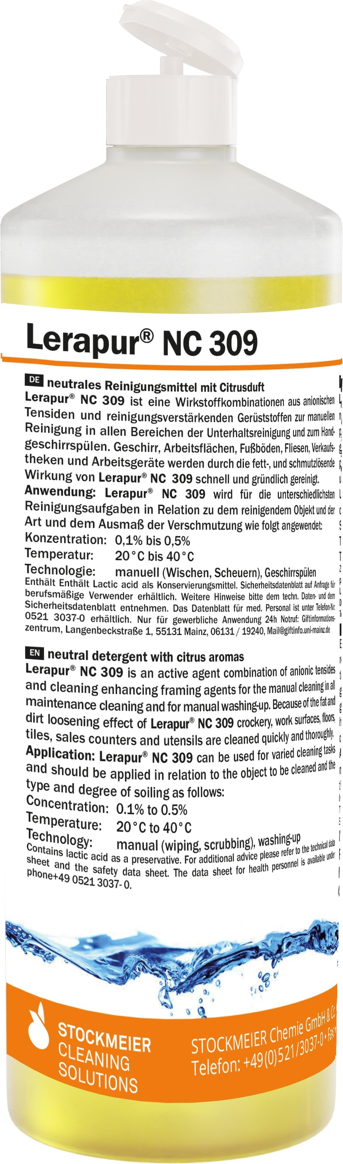 Lerapur NC 309 Handspülmittel - 12 x 1 L Flasche - Geschirrspülmittel