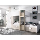 thumbnail of Dmora Letto per bambini Cevedale, Cameretta completa con armadio e cassetti, 271x111h150 cm, Bianco e Rovere