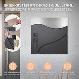 thumbnail of ECD Germany Standbriefkasten Anthrazit Edelstahl 120 cm mit Zeitungsfach, Postkasten Silber 37x36 cm matt gebürstet