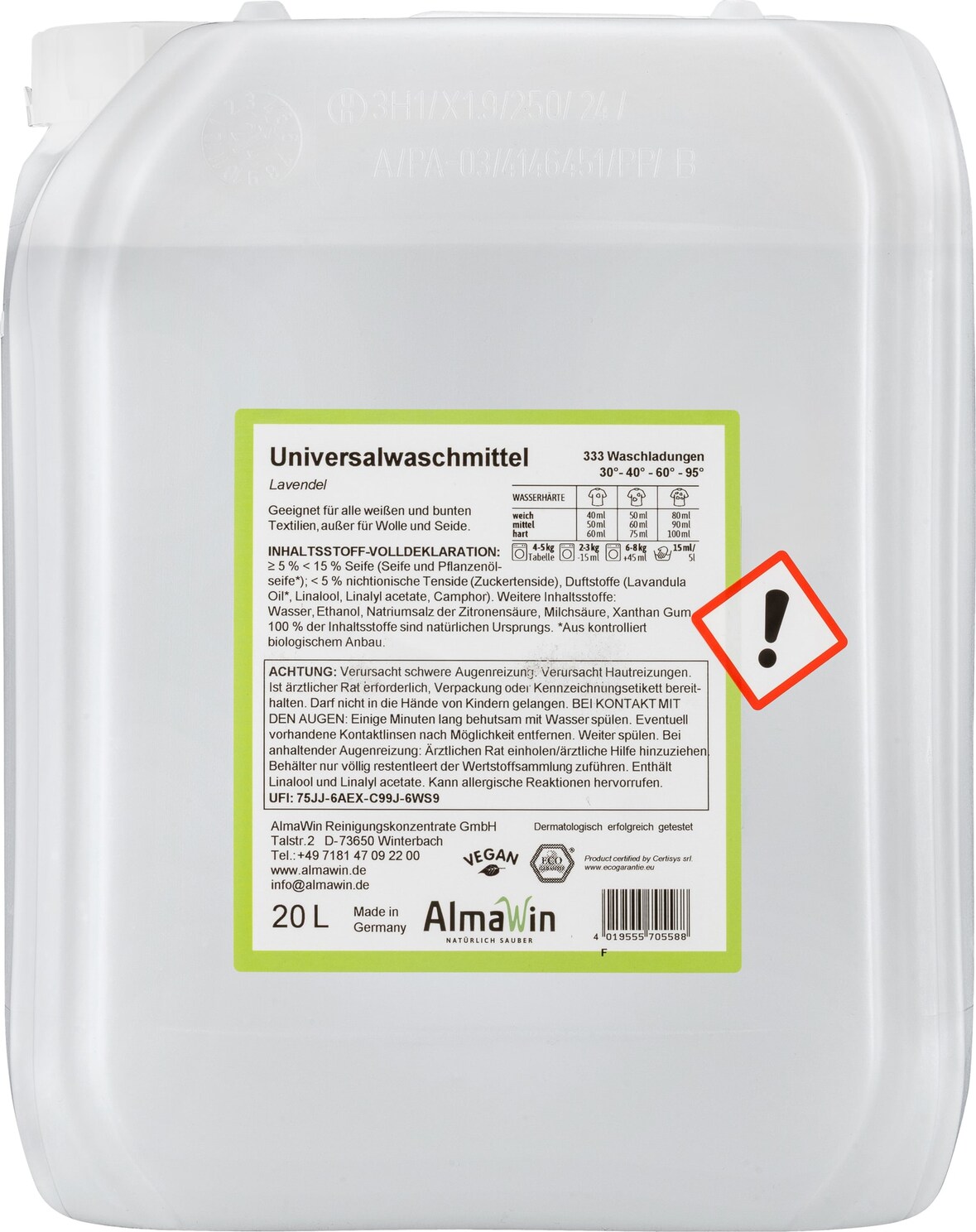 ALMAWIN Waschmittel flüssig 20 Liter