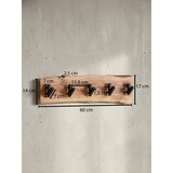 thumbnail of Design Wandgarderobe Akazie Massivholz / Metall 60 x 17 x 9 cm, Hakenleiste Flurgarderobe Wand, Garderobe