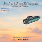 thumbnail of Gigao Toner für HP Laser 107w Tonerkassette Schwarz 1.000 Seiten kompatibel HP Laser 107 w Drucker 106A, W1106A