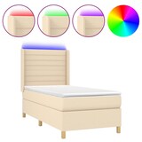 thumbnail of vidaXL Boxspringbett mit Matratze & LED Creme 90x200 cm Stoff
