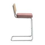 thumbnail of Lot de 2 chaises hautes en acier et velours rose poudré