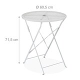 thumbnail of Relaxdays Balkontisch, Schirmloch, Terrazzo Muster, HxD: 71,5 x 60,5 cm, Stahl, klappbar, runder Gartentisch, weiß