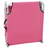 thumbnail of Tumbona plegable de acero y tela rosa