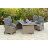 thumbnail of Merxx Atrani Set 5tlg., 4 Sessel, 1 Tisch 200 x 100 cm, Aluminium/Kunststoffgeflecht, Steinbeige