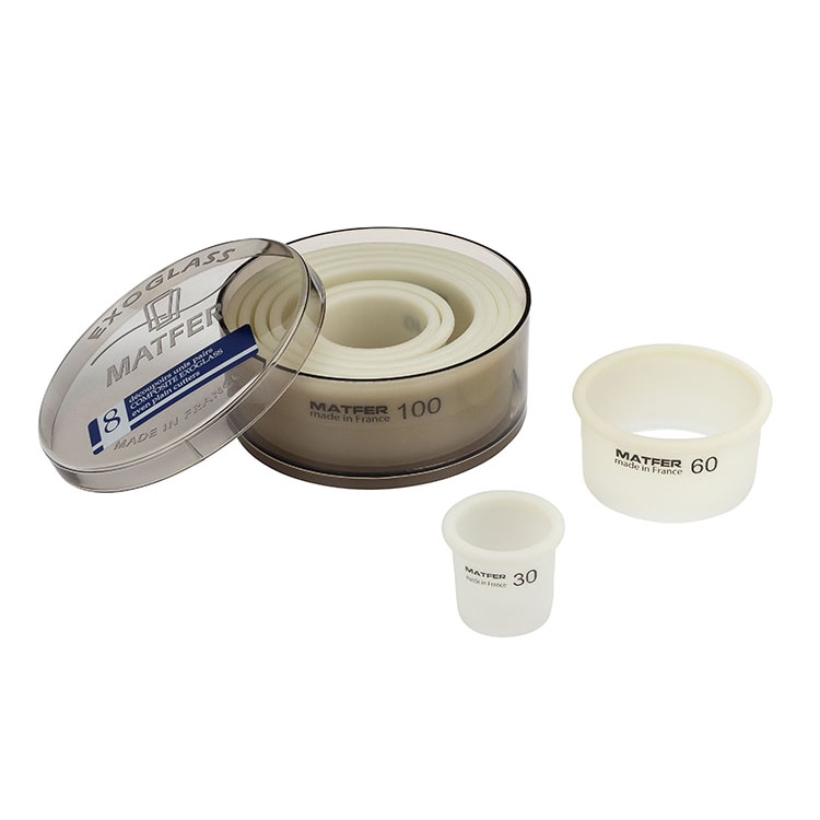 Matfer Exoglass Box mit 8 ungeriffelten, runden Ausstechern (150103)