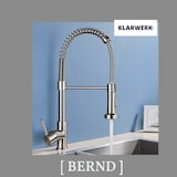 thumbnail of KLARWERK® Bernd | Gastronomie Armatur Silber gebürstet mit Feder |Edelstahl Flex Wasserhahn Küche |Mischbatterie 360° drehbar|Niederdruck 3 Anschlüsse