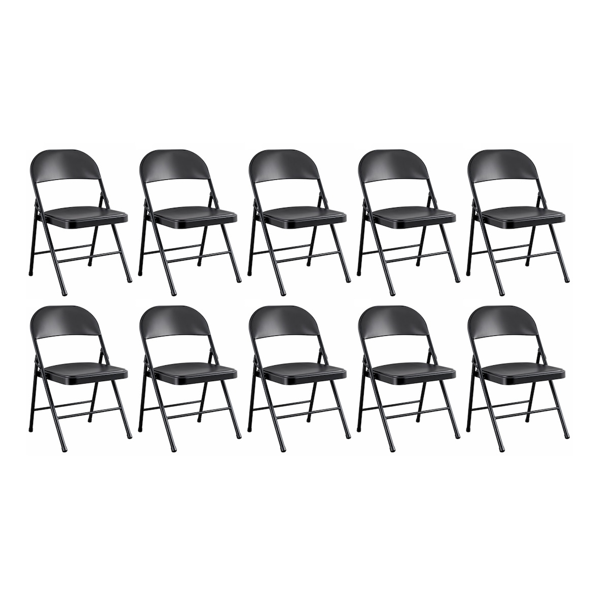 Pack 10 Sillas Negras Plegables Premium Asiento y Respaldo Acolchado en Polipiel PU (78x45x45 cm)