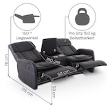 thumbnail of Kinosessel, 2er-Fernsehsessel mit mechanischer Relaxfunktion, Easy-Lift, für 2 Personen, 2 Getränkehalter, Kunstleder in Schwarz, Raburg Maxx