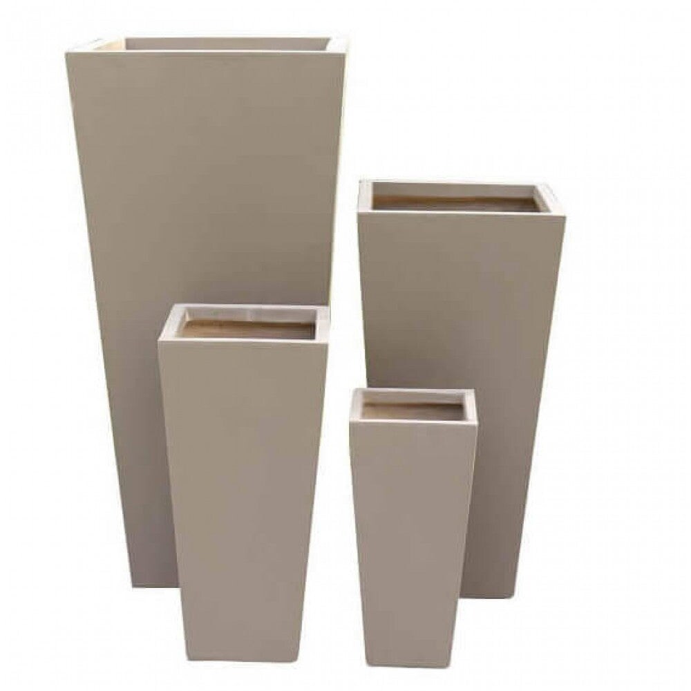 Vasi quadrati a cono alti da giardino in fibra di argilla set 4 pezzi Glicine -  BurlyWood