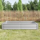 thumbnail of Hochbeet aus Metall 30x180x90 cm Silber aus verzinktem Stahlwellblech ohne Boden mit gefalteter Innenkante wetterfest für Garten Terrasse