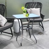thumbnail of Outsunny Mesa Auxiliar de Cristal Templado Cuadrada Bordes Redondeados Mesita Café  para Patio Terraza Balcón Negro y Transparente 68,5x68,5x84 cm
