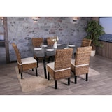 thumbnail of Conjunto de 6 cadeiras de sala de jantar cadeira de vime M69 cadeira BALI vime de banana ~ escuro, com almofada