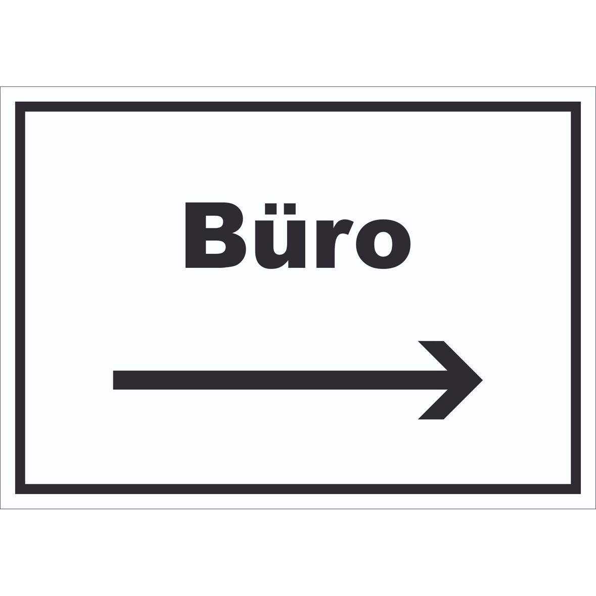 Büro Schild mit Text und Richtungspfeil rechts Office Bureau waagerecht A6 (105x148mm)