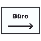 thumbnail of Büro Schild mit Text und Richtungspfeil rechts Office Bureau waagerecht A6 (105x148mm)