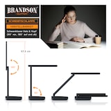 thumbnail of Brandson LED Schreibtischlampe mit 3 Helligkeitsstufen, Leder-Design, 42 LEDs dimmbar, 3 Farbtemperaturen, Sensor Touch, mit Netzteil, Schwarz