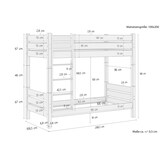 thumbnail of Etagenbett extra stabil Kiefer massiv 100x200 teilbar mit 2 Rollroste 2 Matratzen 60.16-10T100M