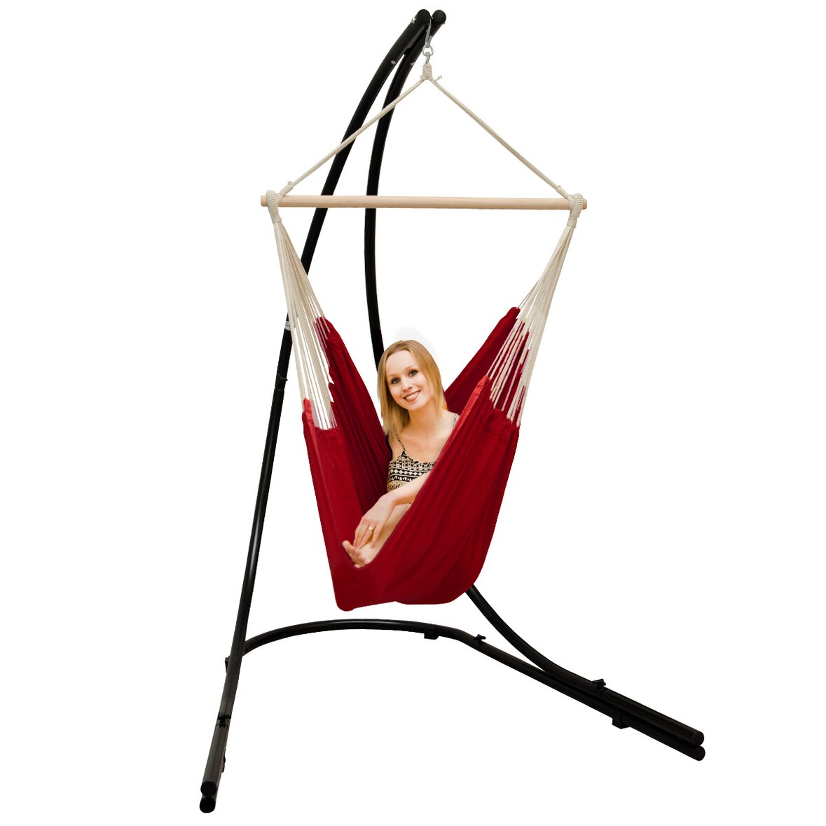 Supporto Amaca con XXL Sedia Sospesa 360° Poltrona Dondolo Giardino Rosso