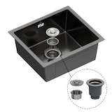 thumbnail of Gasfrit - Keukenspoelbak met sifon voor opbouwmontage van roestvrij staal in zwarte kleur, 1 spoelbak, 470 x 410 mm
