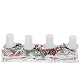 thumbnail of Adventskranz länglich, Weihnachtsdeko Adventsgesteck, Holz 11x15x50cm weiß-grau ~ mit Kerzen, weiß