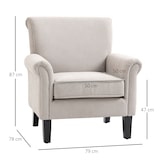 thumbnail of HOMCOM butaca de salón tapizada en tela sillón relax con reposabrazos asiento extraíble y lavable patas de madera estilo moderno 79x78x87 cm