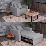 thumbnail of Schlafsessel HWC-L90, Klappsessel Schlafsofa Gästebett Relaxsessel, Liegefläche 197x103cm Stoff/Textil ~ hellgrau