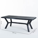 thumbnail of Table de jardin rectangulaire 200x95 cm en résine,pieds croisés,structure renforcée en métal et trou pour parasol - SAMUEL - Noir