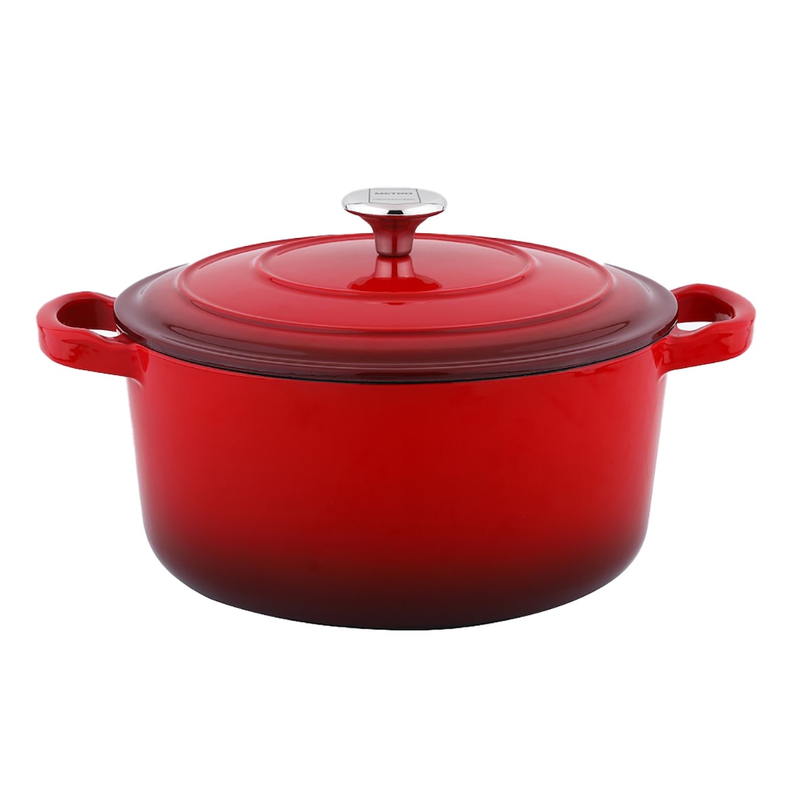 METRO PROFESSIONAL Cocotte mit Deckel, Gusseisen/Edelstahl, Ø 28, 6.5 L, Induktion, rot