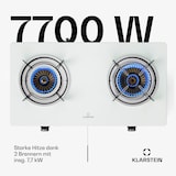 thumbnail of Barzona Campingkocher | 2 Brenner | 3,4 kW & 4,3 kW | Glasplatte | Edelstahl | mobil einsetzbar Weiß