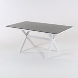 thumbnail of Mesa auxiliar de jardín, Tamaño: 80x140x65 cm, Aluminio reforzado color blanco, Todo el tablero es de cristal templado estilo cerámica