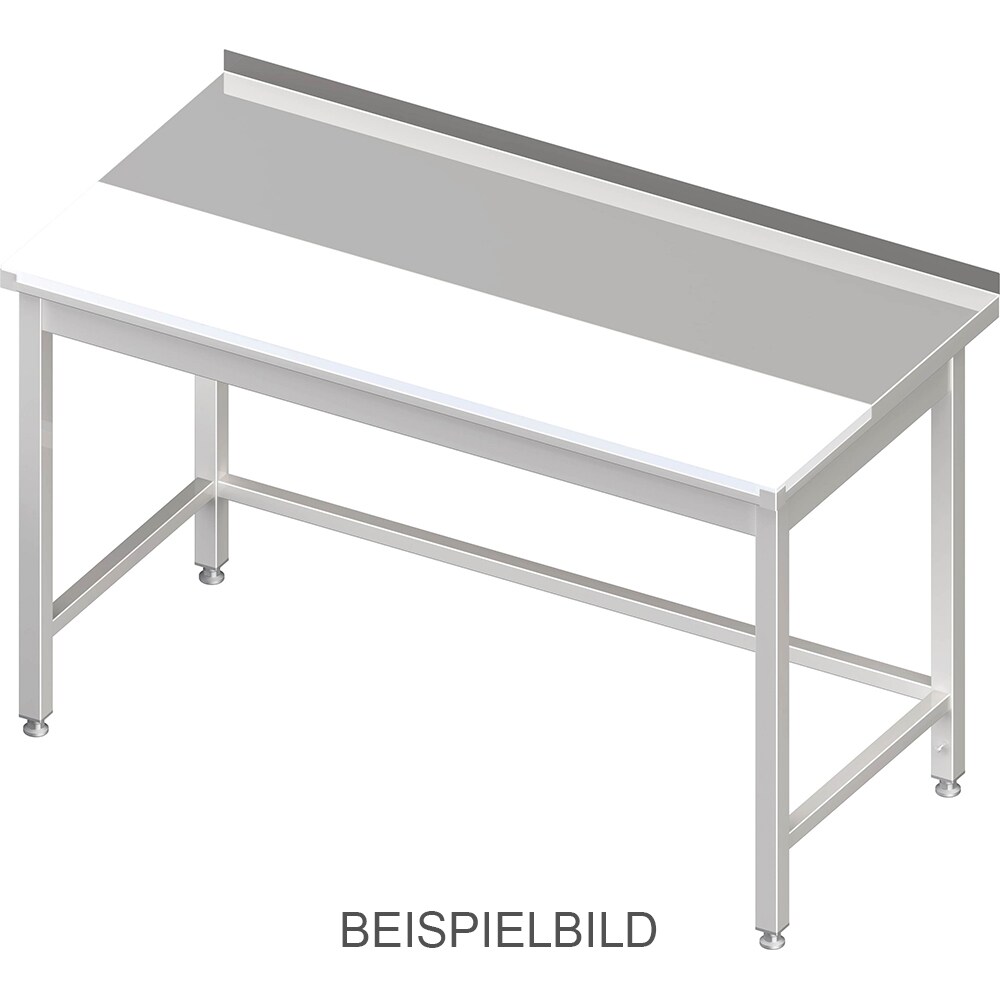 Stalgast Edelstahl Arbeitstisch ohne Grundboden, 1400x600x850 mm, mit vertiefter PE-Schneideplatte, ohne Aufkantung, verschweißt