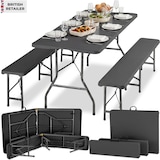 thumbnail of tectake Conjunto de mesa e bancos de campismo PANJA, dobrável e resistente às intempéries, para 8 pessoas, 180x70x74 cm, antracite