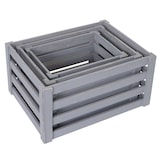 thumbnail of Set van 3 houten kratten HWC-C56, wijnkrat decoratieve opbergkrat fruitkrat, shabby look vintage ~ grijs, shabby