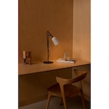 thumbnail of studio, tischlampe aus schwarzem metall mit weißem lampenschirm, faro barcelona