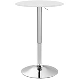 thumbnail of HOMCOM mesa de bar redonda con altura ajustable 67-93 cm tablero Ø63 cm giratoria 360° con base redonda de metal cromado para bistró cocina blanco