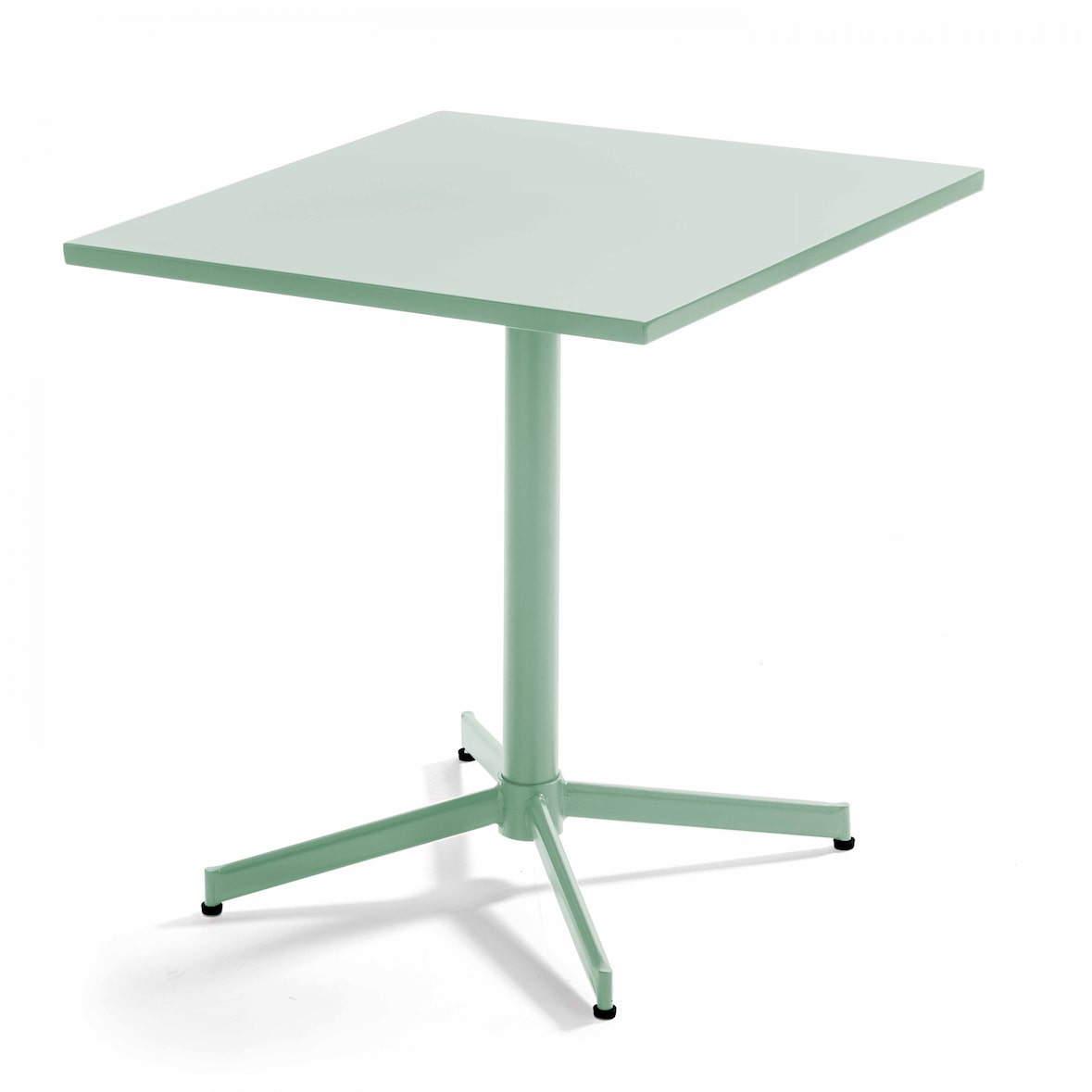 Table de terrasse carrée bistro inclinable en acier vert sauge 70cm - Oviala