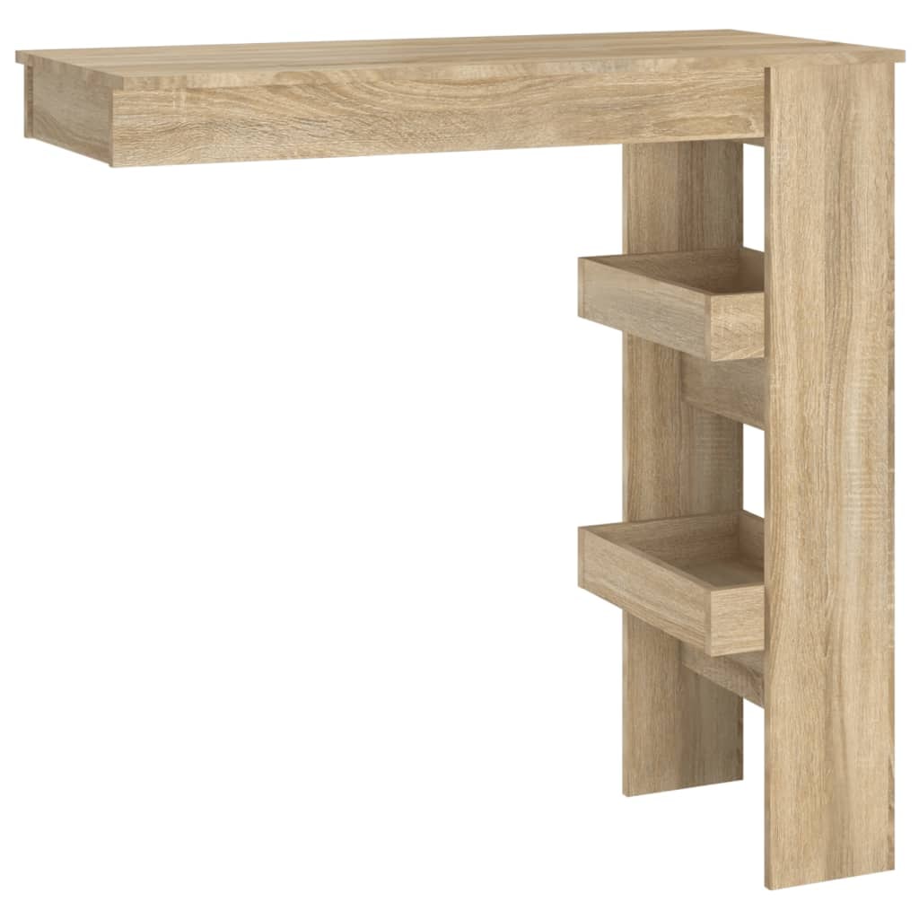 Décoshop26 - Tavolo da bar/tavolino laterale da parete con ripiani 102 x 45 x 103,5 cm legno ingegnerizzato color rovere DEC036231