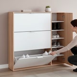 thumbnail of Scarpiera Salvaspazio A 3 Ribalte E 1 Anta Con Ripiani Mobile Porta Scarpe Da 30 Paia Per Ingresso Corridoio Cameretta 106x115x22 Cm Bianco E Rovere